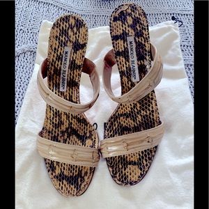 Manolo Blahnik Python Bamboo heels